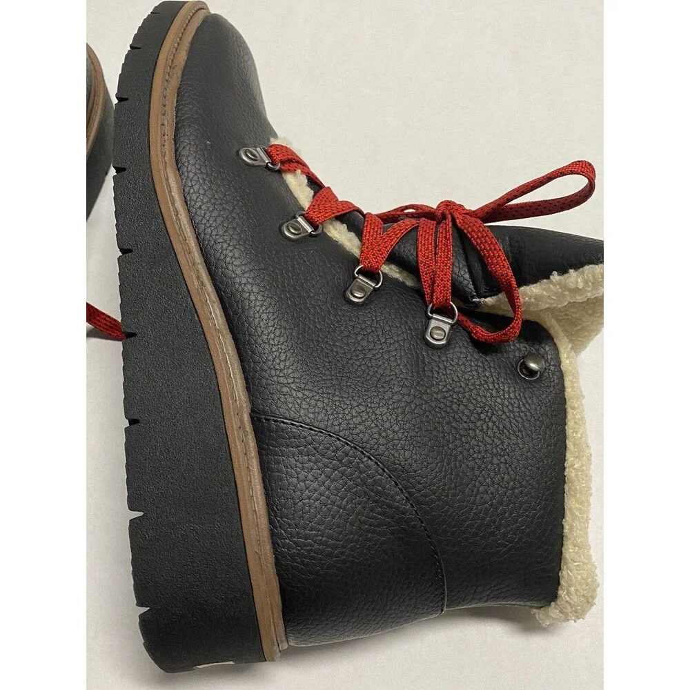 Dr Scholls Boots 9.5 M Lumberjack Lace Up Wedge Waterproof Ankle Booties Black
